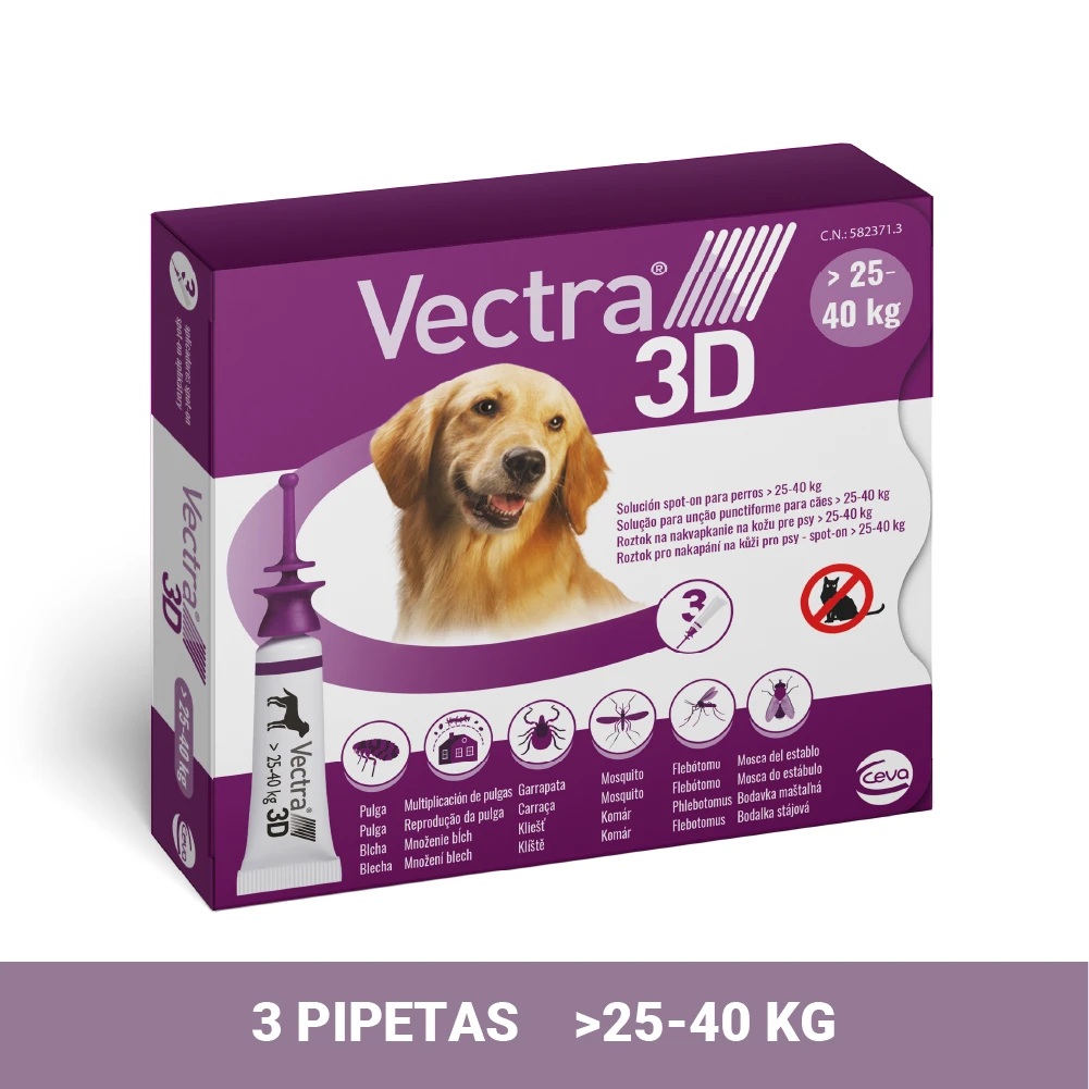 Pipetas 3D Solución Spot-On Para Perros De 25-40kg 4 Pipetas 3D Solución Spot-On Para Perros De 25-40kg - Imagen 2