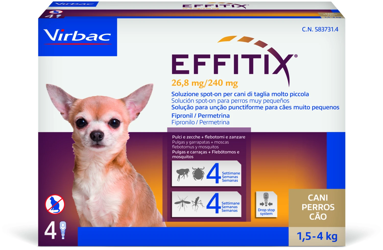 Virbac Pipetas Effitix Solución Spot On Para Perros Para Perros De 1,5 A 4 Kg (26,8mg/240mg) 3 Virbac Pipetas Effitix Solución Spot On Para Perros Para Perros De 1,5 A 4 Kg (26,8mg/240mg)