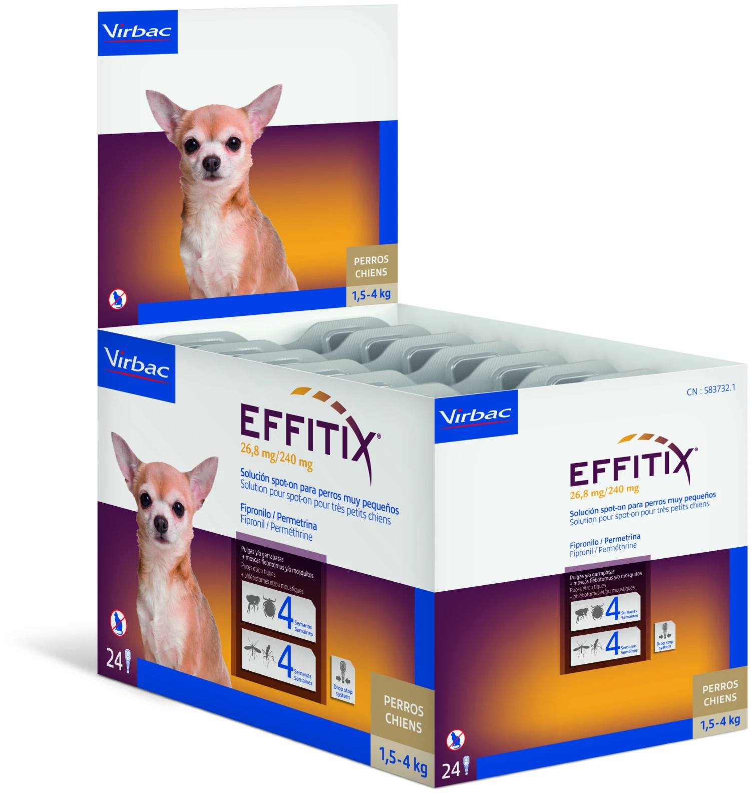Virbac Pipetas Effitix Solución Spot On Para Perros Para Perros De 1,5 A 4 Kg (26,8mg/240mg) 4 Virbac Pipetas Effitix Solución Spot On Para Perros Para Perros De 1,5 A 4 Kg (26,8mg/240mg) - Imagen 2