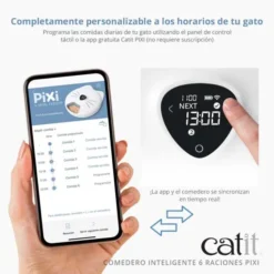 Catit Comedero Inteligente Pixi 6 Raciones -Animalear Ventas 43754 Catit PIXI Smart 6 Meal Feeder Panel 3 ES 628x628.jpg