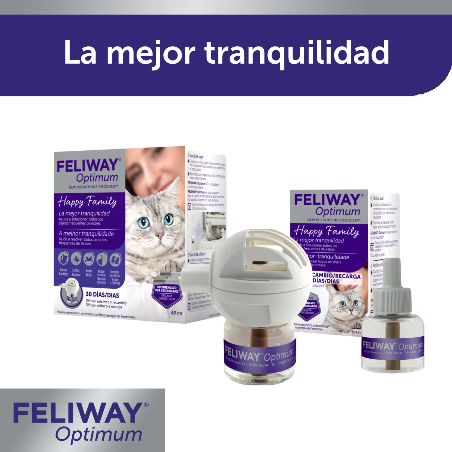 Feliway Optimum Antiestrés Para Gatos Difusor + Recambio 48ml 10 Feliway Optimum Antiestrés Para Gatos Difusor + Recambio 48ml - Imagen 8