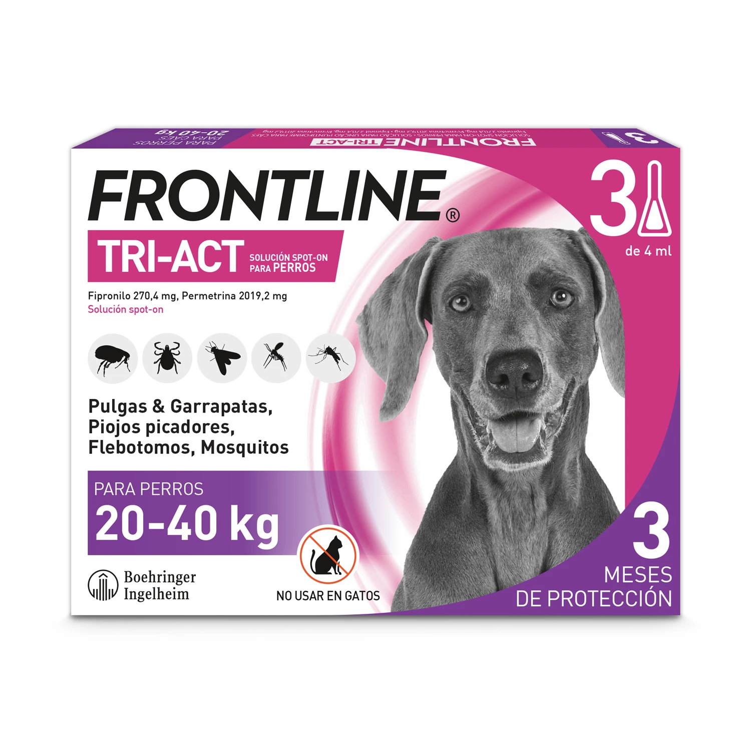 Frontline Pipetas Tri-Act Solución Spot-On Para Perros De 20-40 Kg 3 Frontline Pipetas Tri-Act Solución Spot-On Para Perros De 20-40 Kg