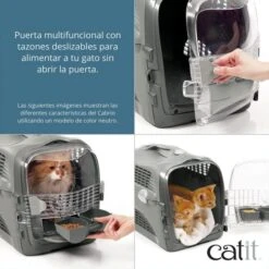Catit Cabrio Transportín Para Gatos -Animalear Ventas Puerta multifuncional con tazones deslizables para alimentar a tu gato sin abrir la puerta 628x628 6284f1aea5b87