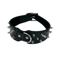 Collar De Piel Para Perros 3 Filas Pinchos