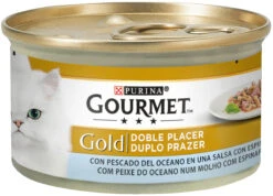 Gourmet Pack 24 Gold Doble Placer Con Pescado Del Océano Y Espinacas