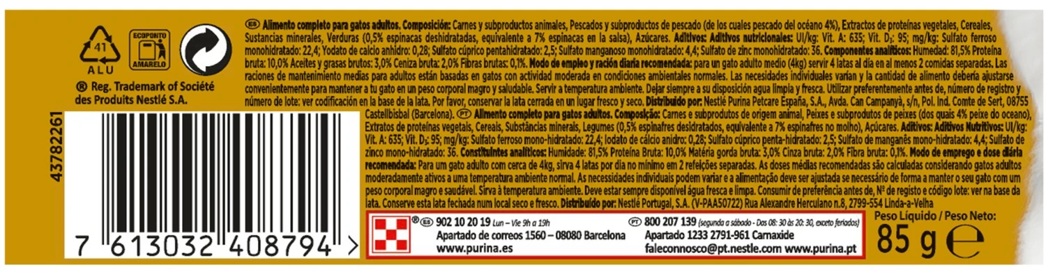 Gourmet Pack 24 Gold Doble Placer Con Pescado Del Océano Y Espinacas 6 Gourmet Pack 24 Gold Doble Placer Con Pescado Del Océano Y Espinacas - Imagen 4
